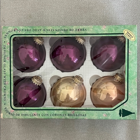 Christmas by KREBS Vintage Elegant Purple and Gold Glass Ornament Set - Picture 1 of 5